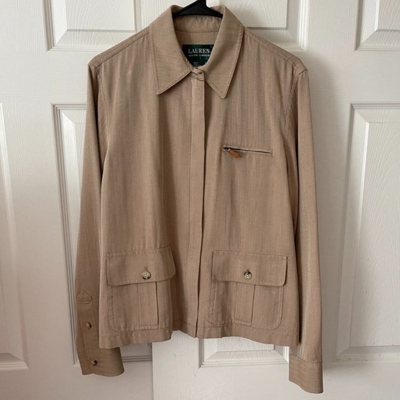 Ralph Lauren | Lightweight Silk Tan Jacket - Picture 2 of 12